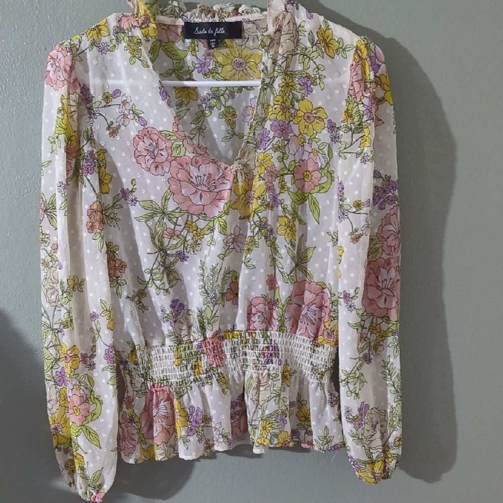 Salo La Fille Top NWOT S SHEER Floral